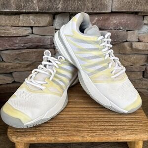 K-Swiss Guide Glide Women's Sneakers Size 10 White W/ Yellow Trim Worn Twice